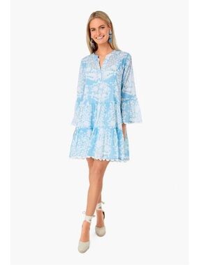 NWOT Juliet Dunn Exclusive Pastel Blue Palladio Flared Sleeve Dress Small